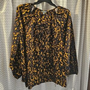 Terra & Sky Leopard Print Blouse - Black and Orange